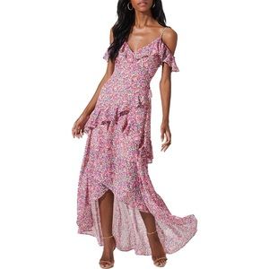ASTR The Label Pemberley Women's Floral Print Off The Shoulder Maxi Dress small
